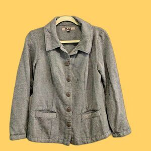 FLAX Jacket Blazer Coat Womans Size Small Lagenlook Art Coastal Natural Wool